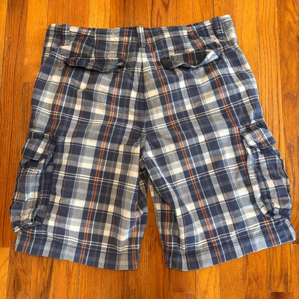 Aeropostale Mens 38 Cargo Shorts Blue Plaid Authentic Drawstring 10" Inseam - Picture 3 of 7